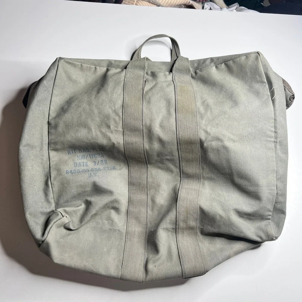 Vintage 1988 US Military Kit Bag Flyers Canvas Aviator Flight Duffel 80s